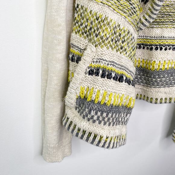 Anthropologie Moth Womens Cream Knit Striped Open Front Cardigan Jacket Size M - Picture 4 of 8